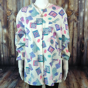 Barco Uniforms Stamp Theme Scrub Warm Up Jacket Size L